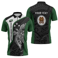 Personalised PNG Western Highlands Province Zipper Polo Shirt Bird of Paradise Tattoo Flag Motif LT9 - Polynesian Pride