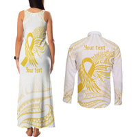 Be Bold Go Gold Polyneisan Ribbon Childhood Personalised Couples Matching Tank Maxi Dress and Long Sleeve Button Shirt