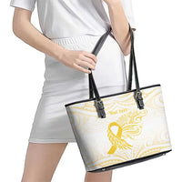 Be Bold Go Gold Polyneisan Ribbon Childhood Personalised Leather Tote Bag LT9 - Polynesian Pride