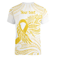 Be Bold Go Gold Polyneisan Ribbon Childhood Personalised Women V-Neck T-Shirt