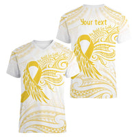 Be Bold Go Gold Polyneisan Ribbon Childhood Personalised Women V-Neck T-Shirt