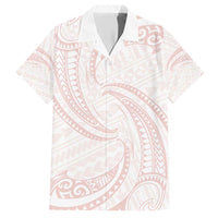 White Sunday Lotu Tamaiti Family Matching Short Sleeve Bodycon Dress and Hawaiian Shirt Polynesian Wave Pastel Blush LT9 Dad's Shirt - Short Sleeve Blush - Polynesian Pride