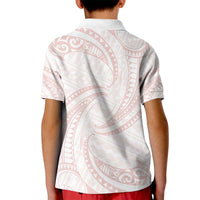 White Sunday Lotu Tamaiti Kid Polo Shirt Polynesian Wave Pastel Blush LT9 - Polynesian Pride