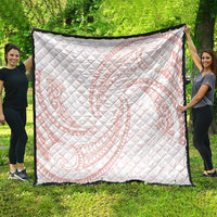White Sunday Lotu Tamaiti Quilt Polynesian Wave Pastel Blush - Polynesian Pride