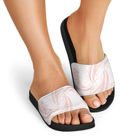 White Sunday Lotu Tamaiti Slide Sandals Polynesian Wave Pastel Blush - Polynesian Pride