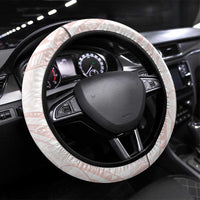 White Sunday Lotu Tamaiti Steering Wheel Cover Polynesian Wave Pastel Blush - Polynesian Pride