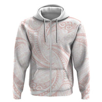 White Sunday Lotu Tamaiti Zip Hoodie Polynesian Wave Pastel Blush LT9 Zip Hoodie Blush - Polynesian Pride