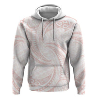 White Sunday Lotu Tamaiti Zip Hoodie Polynesian Wave Pastel Blush LT9 Pullover Hoodie Blush - Polynesian Pride