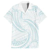 White Sunday Lotu Tamaiti Family Matching Summer Maxi Dress and Hawaiian Shirt Polynesian Wave Pastel Cyan LT9 Dad's Shirt - Short Sleeve Cyan - Polynesian Pride