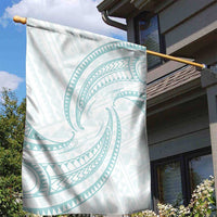 White Sunday Lotu Tamaiti Garden Flag Polynesian Wave Pastel Cyan LT9 - Polynesian Pride