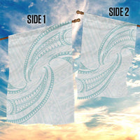 White Sunday Lotu Tamaiti Garden Flag Polynesian Wave Pastel Cyan LT9 - Polynesian Pride