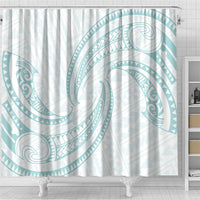 White Sunday Lotu Tamaiti Shower Curtain Polynesian Wave Pastel Cyan LT9 - Polynesian Pride
