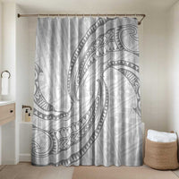 White Sunday Lotu Tamaiti Bathroom Set Polynesian Wave Pastel Gray LT9 Shower Curtain Only Gray - Polynesian Pride
