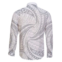 White Sunday Lotu Tamaiti Family Matching Summer Maxi Dress and Hawaiian Shirt Polynesian Wave Pastel Gray LT9 - Polynesian Pride