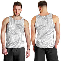 White Sunday Lotu Tamaiti Men Tank Top Polynesian Wave Pastel Gray LT9 - Polynesian Pride