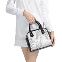 White Sunday Lotu Tamaiti Shoulder Handbag Polynesian Wave Pastel Gray LT9 - Polynesian Pride