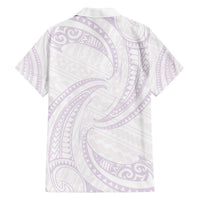 White Sunday Lotu Tamaiti Family Matching Off The Shoulder Long Sleeve Dress and Hawaiian Shirt Polynesian Wave Pastel Mauve LT9 - Polynesian Pride