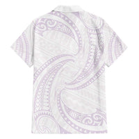 White Sunday Lotu Tamaiti Family Matching Puletasi and Hawaiian Shirt Polynesian Wave Pastel Mauve LT9 - Polynesian Pride