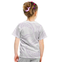 White Sunday Lotu Tamaiti Kid T Shirt Polynesian Wave Pastel Mauve - Polynesian Pride