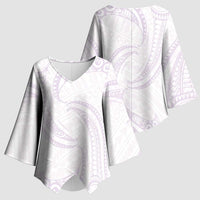 White Sunday Lotu Tamaiti Kimono Sleeve Blouse Polynesian Wave Pastel Mauve LT9 - Polynesian Pride