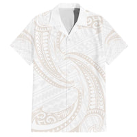 White Sunday Lotu Tamaiti Family Matching Off The Shoulder Long Sleeve Dress and Hawaiian Shirt Polynesian Wave Pastel Nude LT9 Dad's Shirt - Short Sleeve Nude - Polynesian Pride