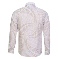 White Sunday Lotu Tamaiti Family Matching Off Shoulder Short Dress and Hawaiian Shirt Polynesian Wave Pastel Nude LT9 - Polynesian Pride
