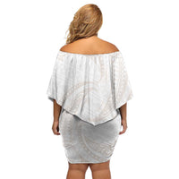 White Sunday Lotu Tamaiti Family Matching Off Shoulder Short Dress and Hawaiian Shirt Polynesian Wave Pastel Nude LT9 - Polynesian Pride