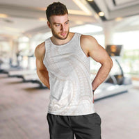 White Sunday Lotu Tamaiti Men Tank Top Polynesian Wave Pastel Nude - Polynesian Pride