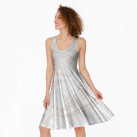 White Sunday Lotu Tamaiti Midi Dress Polynesian Wave Pastel Nude LT9 - Polynesian Pride