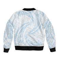 White Sunday Lotu Tamaiti Bomber Jacket Polynesian Wave Pastel Sky Blue LT9 - Polynesian Pride