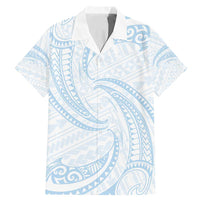 White Sunday Lotu Tamaiti Family Matching Mermaid Dress and Hawaiian Shirt Polynesian Wave Pastel Sky Blue LT9 Dad's Shirt - Short Sleeve Blue - Polynesian Pride
