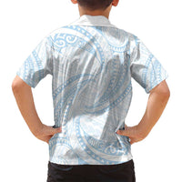 White Sunday Lotu Tamaiti Family Matching Summer Maxi Dress and Hawaiian Shirt Polynesian Wave Pastel Sky Blue LT9 - Polynesian Pride