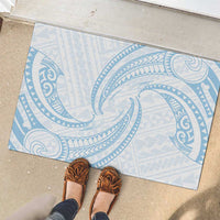 White Sunday Lotu Tamaiti Rubber Doormat Polynesian Wave Pastel Sky Blue - Polynesian Pride