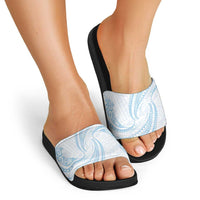 White Sunday Lotu Tamaiti Slide Sandals Polynesian Wave Pastel Sky Blue - Polynesian Pride