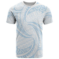 White Sunday Lotu Tamaiti T Shirt Polynesian Wave Pastel Sky Blue LT9 Blue - Polynesian Pride