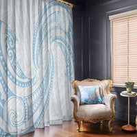 White Sunday Lotu Tamaiti Window Curtain Polynesian Wave Pastel Sky Blue - Polynesian Pride