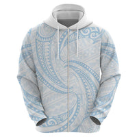 White Sunday Lotu Tamaiti Zip Hoodie Polynesian Wave Pastel Sky Blue LT9 - Polynesian Pride