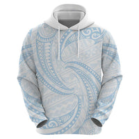 White Sunday Lotu Tamaiti Zip Hoodie Polynesian Wave Pastel Sky Blue LT9 - Polynesian Pride