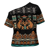 Black Batik Papua-inspired Pattern Cross Shoulder Shirt - Polynesian Pride