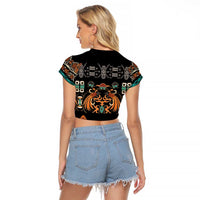 Black Batik Papua-inspired Pattern Raglan Cropped T Shirt - Polynesian Pride
