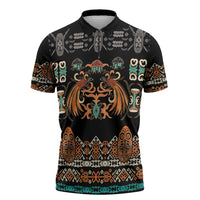 Black Batik Papua-inspired Pattern Zipper Polo Shirt - Polynesian Pride