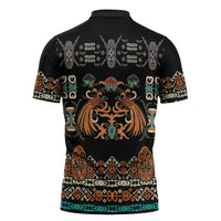 Black Batik Papua-inspired Pattern Zipper Polo Shirt - Polynesian Pride