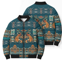 Dark Cyan Blue Batik Papua-inspired Pattern Bomber Puffer Jacket - Polynesian Pride