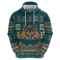 Dark Cyan Blue Batik Papua-inspired Pattern Hoodie - Polynesian Pride
