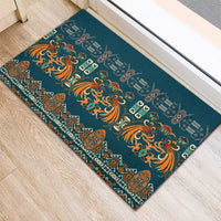 Dark Cyan Blue Batik Papua-inspired Pattern Rubber Doormat - Polynesian Pride