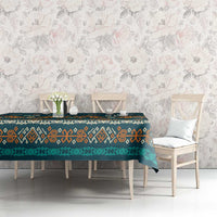 Dark Cyan Blue Batik Papua-inspired Pattern Tablecloth - Polynesian Pride