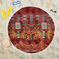 Oxblood Batik Papua-inspired Pattern Beach Blanket - Polynesian Pride