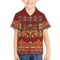 Oxblood Batik Papua-inspired Pattern Family Matching Long Sleeve Bodycon Dress and Hawaiian Shirt - Polynesian Pride