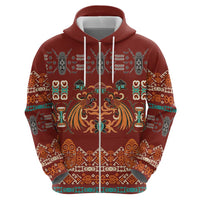 Oxblood Batik Papua-inspired Pattern Hoodie - Polynesian Pride