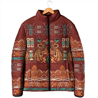 Oxblood Batik Papua-inspired Pattern Padded Jacket - Polynesian Pride